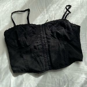 Gently used PacSun tank top, black with lace